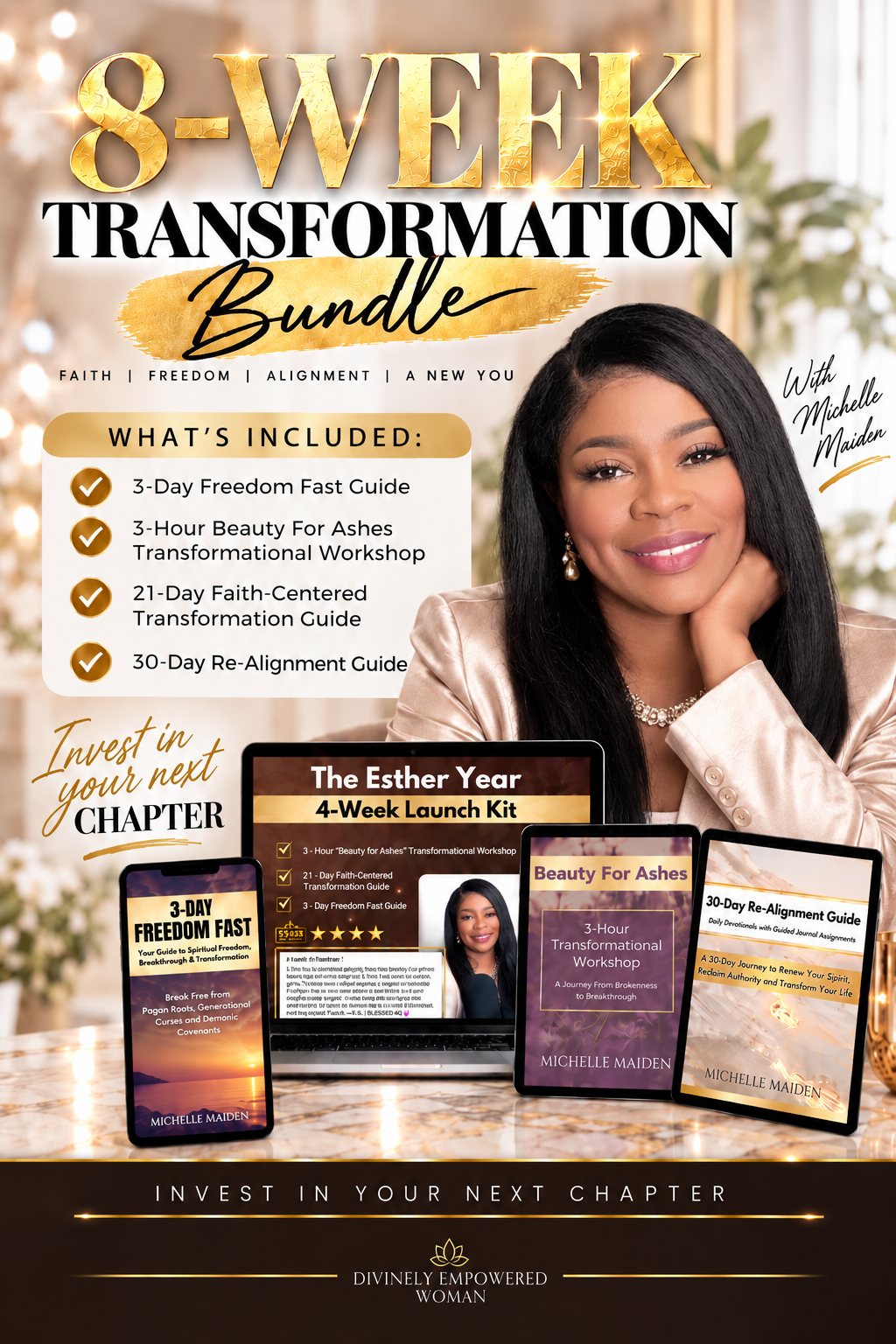 8-WEEK TRANSFORMATION PROGRAM | Bundle Includes: The Esther Year 4-Week Launch Kit + 30-Day Re-Alignment Guide