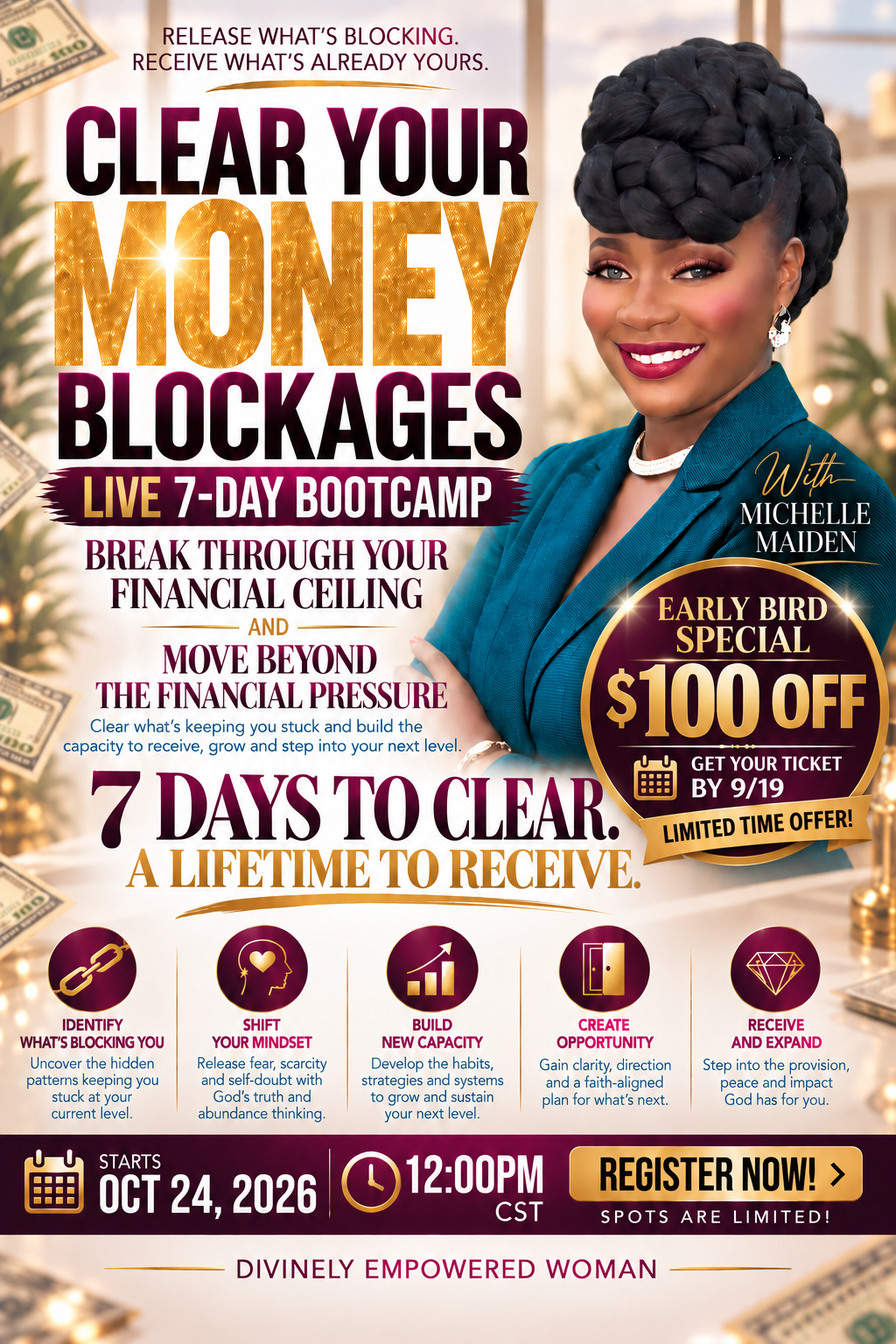 CLEAR YOUR MONEY BLOCKAGES | LIVE 7-Day Bootcamp | EARLY BIRD TICKET